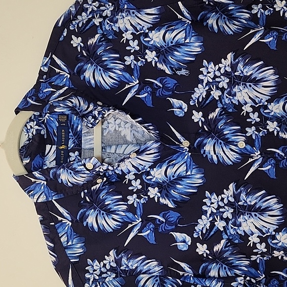 Polo Ralph Lauren Mens Classic Blue Floral-Print Cotton Shirt L - Picture 7 of 16